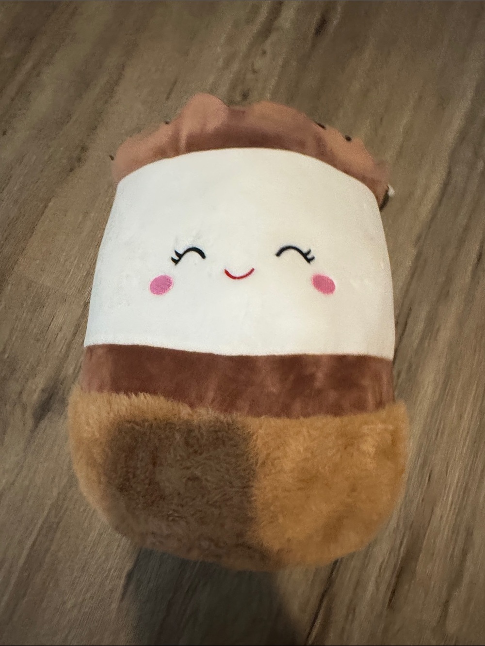 Plush Smiling Marshmallow Plush in White and Brown